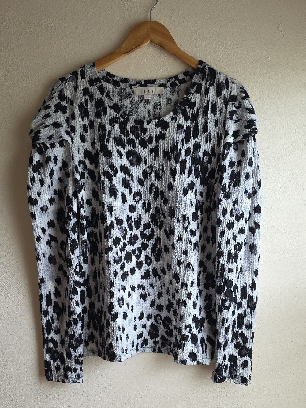 LOFT Black & White Leopard-Print Long Sleeve Tee